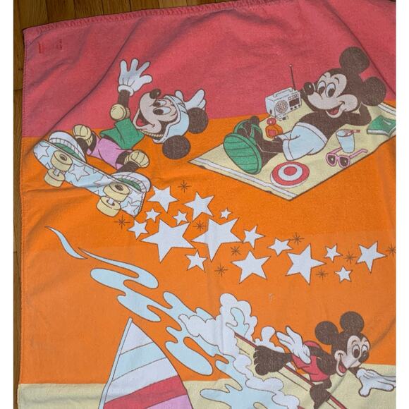 Vintage 90’s A Disney Exclusive Bath & Beach Towel Mickey Mouse Surfing Tubing - Picture 3 of 16